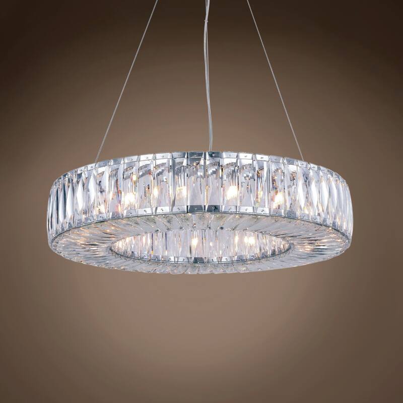 Ring 15 Light 26" Chrome Crystal Chandelier & Led Bulbs 5.11 Bed